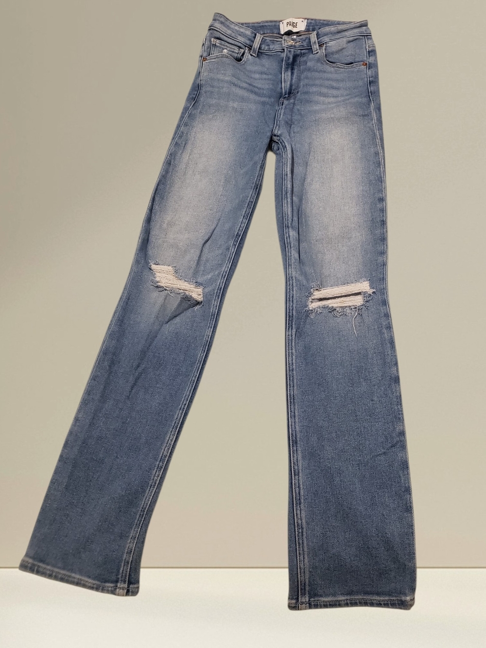 PAIGE Stella Straight Leg Distressed Jeans
